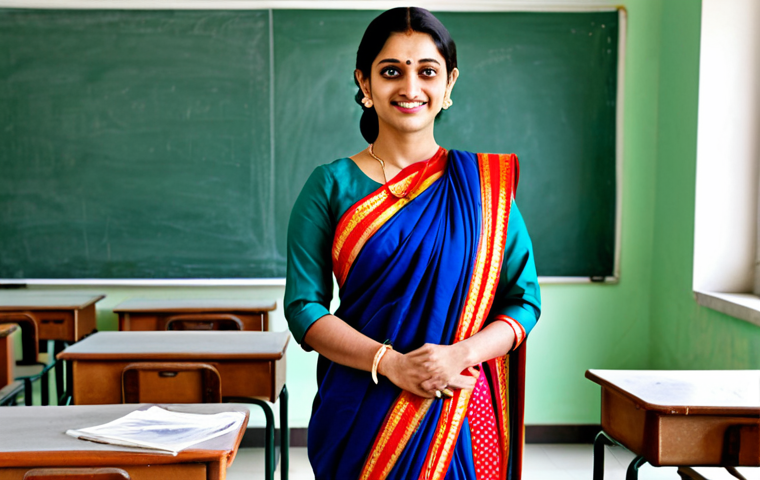 **
"A professional teacher in a modest saree, standing in a bright and welcoming classroom, fully clothed, appropriate attire, safe for work, perfect anatomy, natural proportions, educational setting, high quality."
**