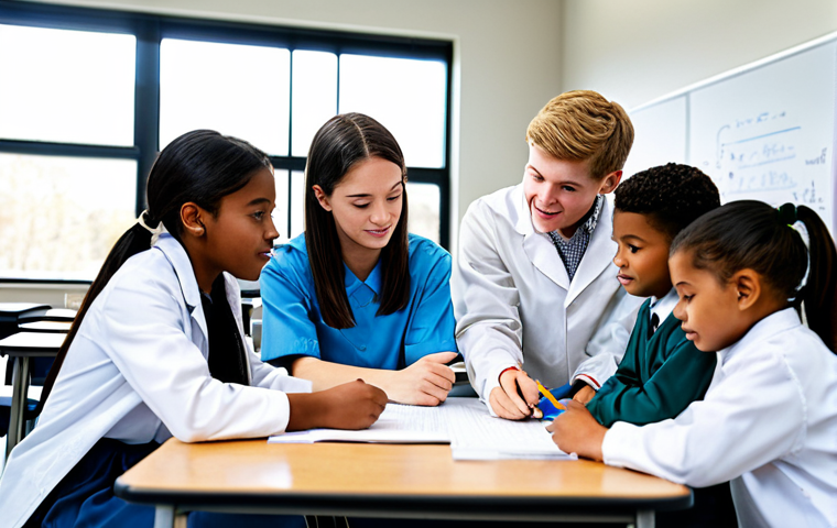 자기주도학습코치와 협업 프로젝트 운영법 - Collaborative Learning Scene**
"A diverse group of students working together on a science project i...