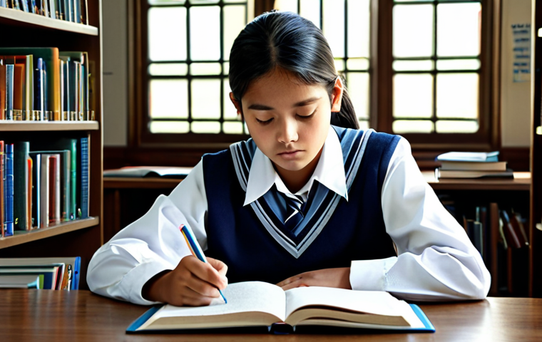 자기주도학습코치 전문성 키우는 법 - **Prompt:** A determined student, fully clothed in school uniform, studying intently at a desk piled...