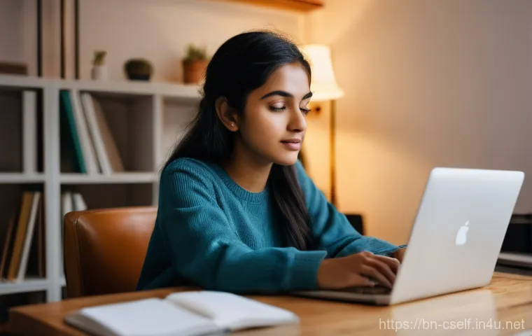자기주도학습코치와 평생교육 연계 - **Prompt:** A young, focused woman of South Asian descent, sitting comfortably in a well-lit, minima...