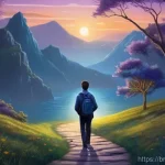 자기주도학습코치의 목표 설정 워크숍 - **Guiding Light on the Learning Journey**
A vibrant, illustrative image depicting a young adult ...