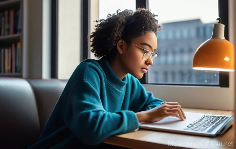 자기주도학습코치 자격증 취득 성공 후기 - **Prompt:** A diverse young adult, wearing comfortable, modest everyday clothes, sits in a modern, w...